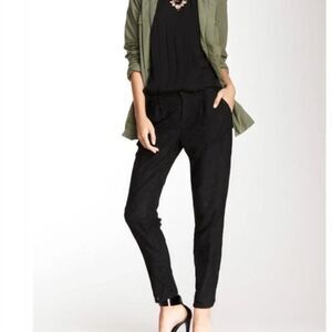 Joie Lacinda Belted Pleated Lace Trouser Pants Black Tapered Women's Size 2